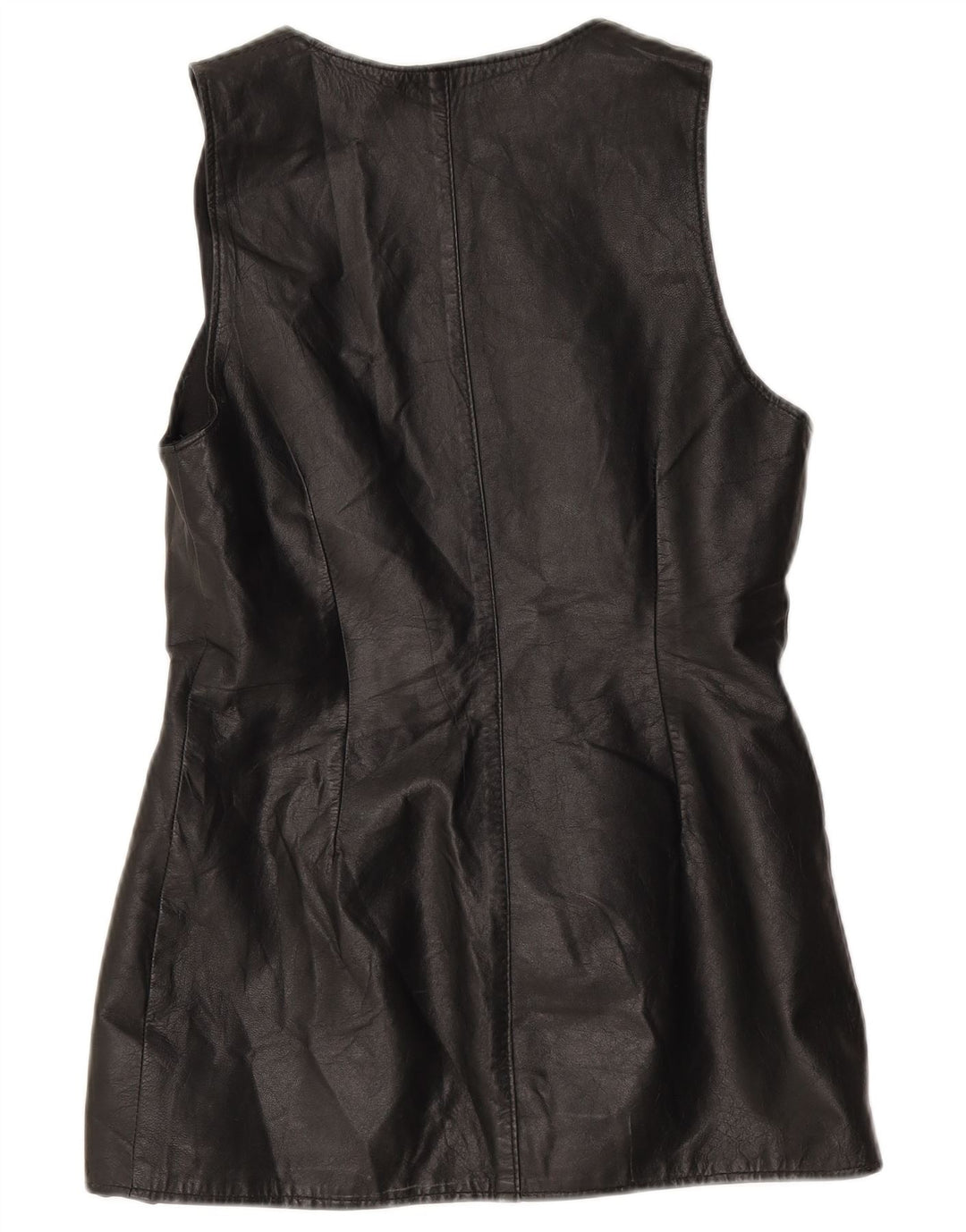 Vintage Dame Læder Gilet UK 10 Small Black