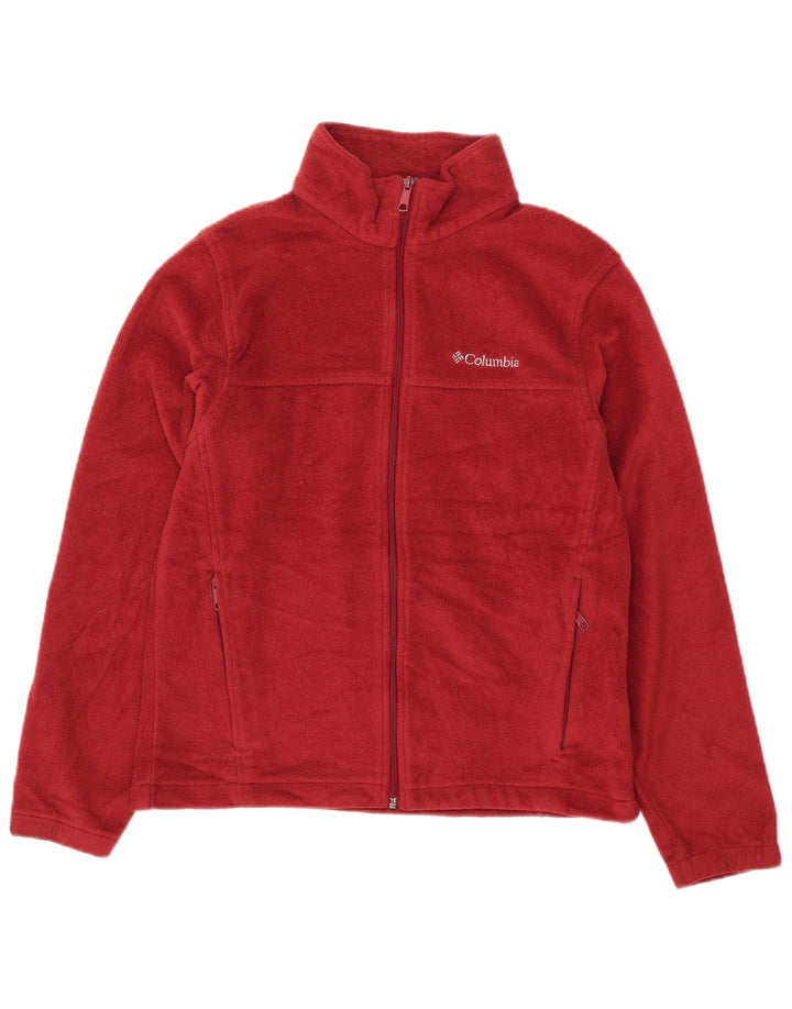 COLUMBIA Mens Fleece Jacket Medium Maroon Polyester
