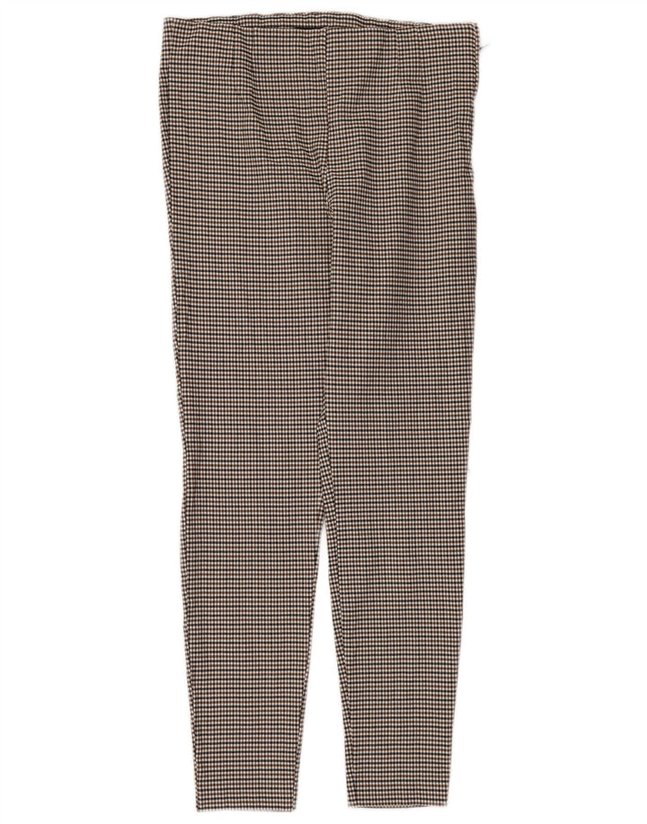 Zara Dame Leggings UK 18 XL Brun Houndstooth Viscose