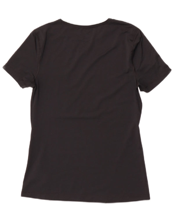 Nike Dame Dri Fit T-Shirt Top UK 10 Small Black Polyester