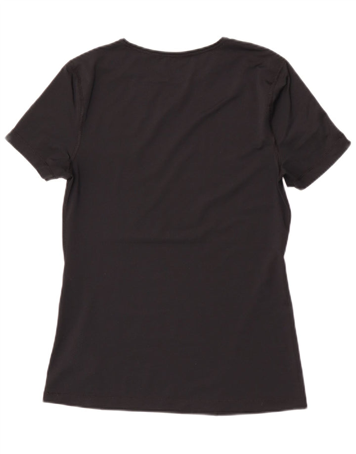 Nike Dame Dri Fit T-Shirt Top UK 10 Small Black Polyester