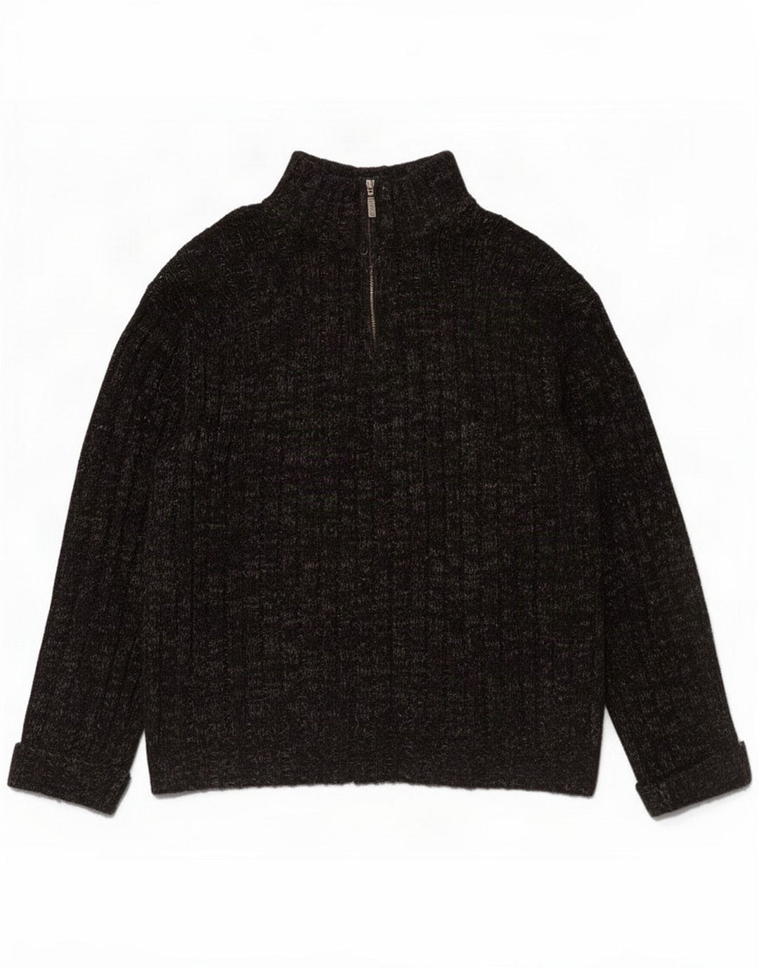 Marks & Spencer sweater med lynlås til mænd Large Black Flecked Wool