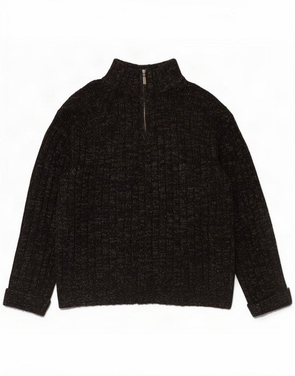 Marks & Spencer sweater med lynlås til mænd Large Black Flecked Wool