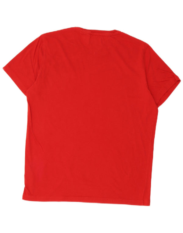 Tommy Hilfiger Herre T-Shirt Top Stor Rød Bomuld