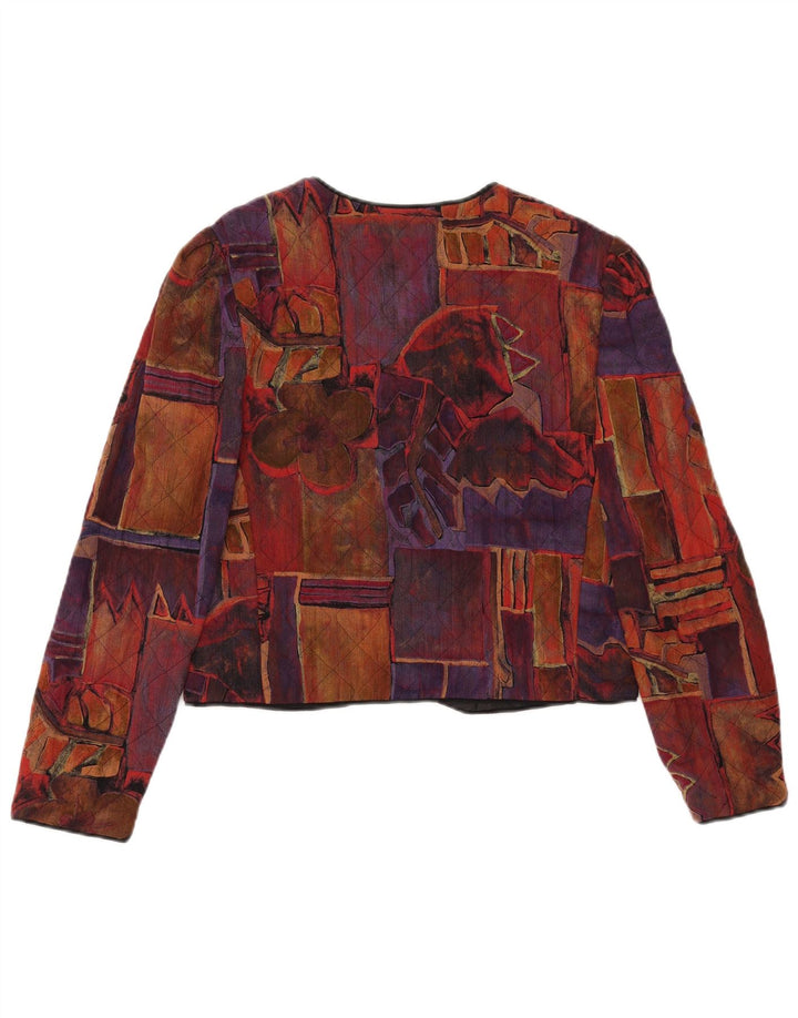 VINTAGE Womens Crop Blazer Jacket US 10 Large Multicoloured Geometric