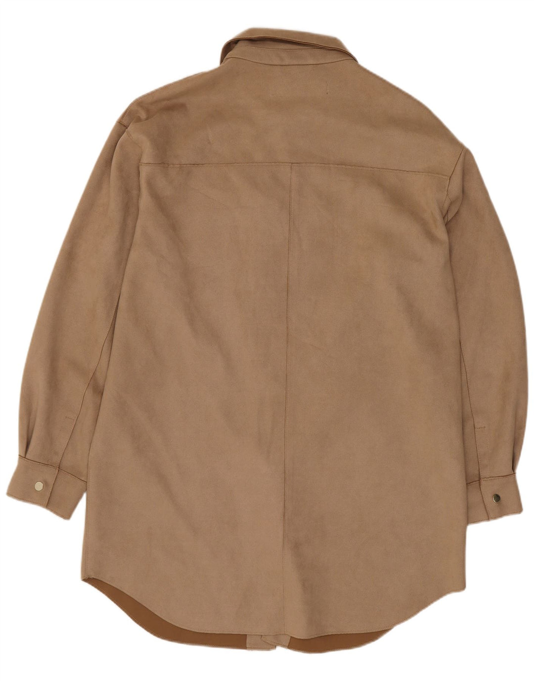 Zara Dame Oversized Shacket Shirt UK 6 XS Beige Polyester