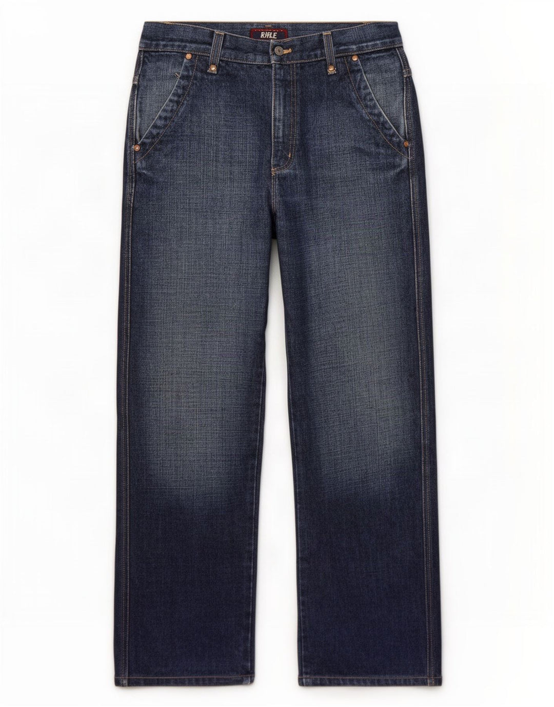 Rifle Herre Straight Jeans W34 L31 Marineblå Bomuld