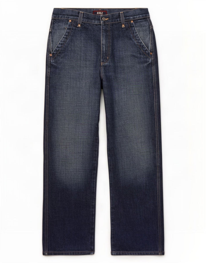 Rifle Herre Straight Jeans W34 L31 Marineblå Bomuld