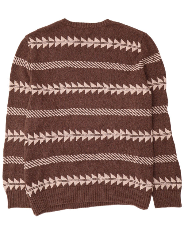Eddie Bauer Herre høj rund hals sweater 4XL brun geometrisk bomuld
