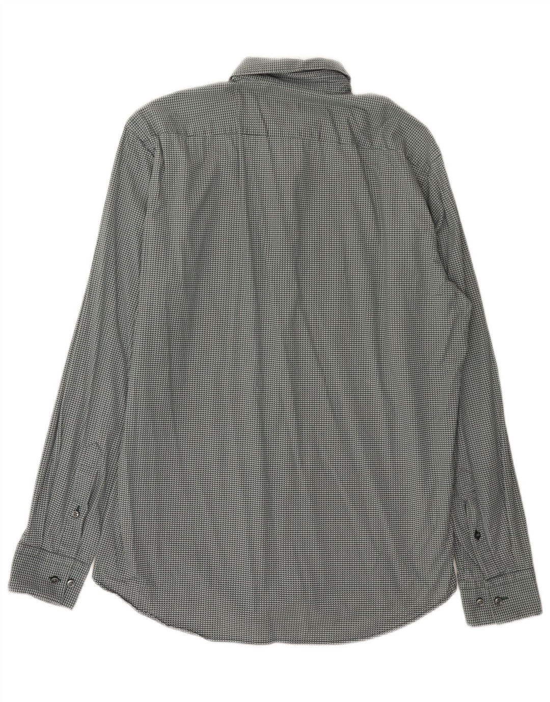 Hugo Boss Herre Regular Fit Skjorte Størrelse 40 15 3/4 Medium Grøn Geometrisk