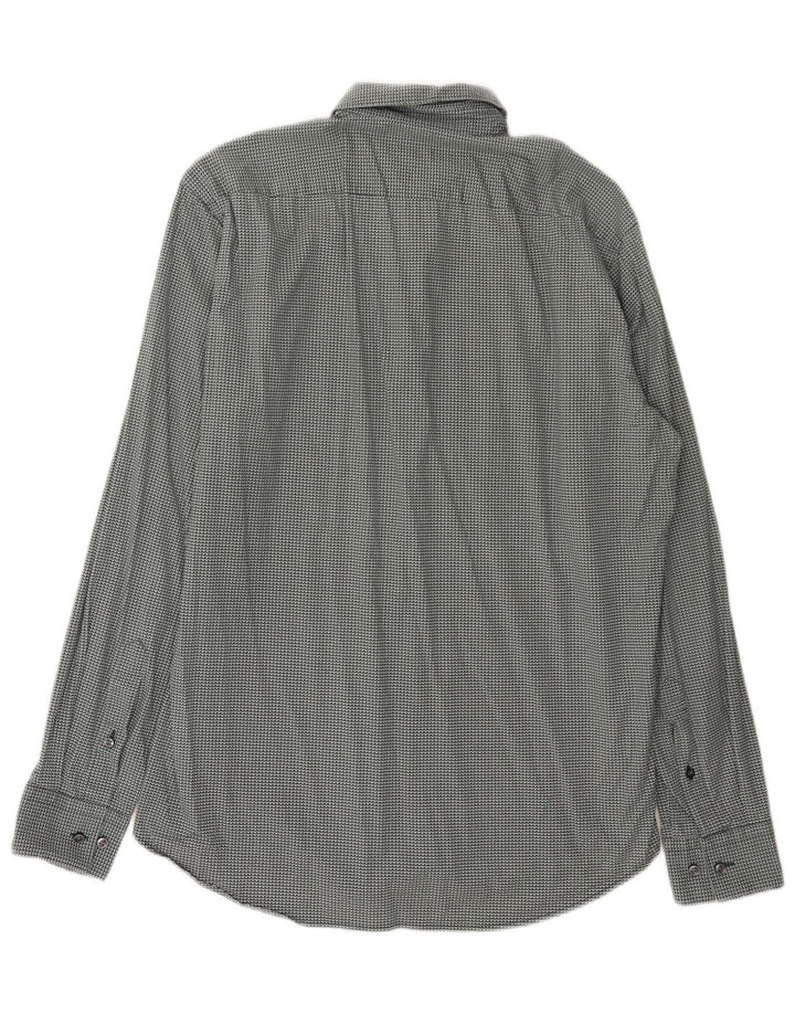 Hugo Boss Herre Regular Fit Skjorte Størrelse 40 15 3/4 Medium Grøn Geometrisk