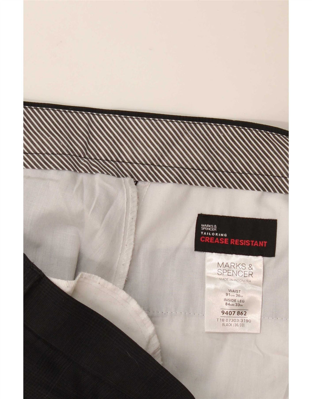 Marks & Spencer Straight Suit bukser til mænd W36 L33 sort polyester