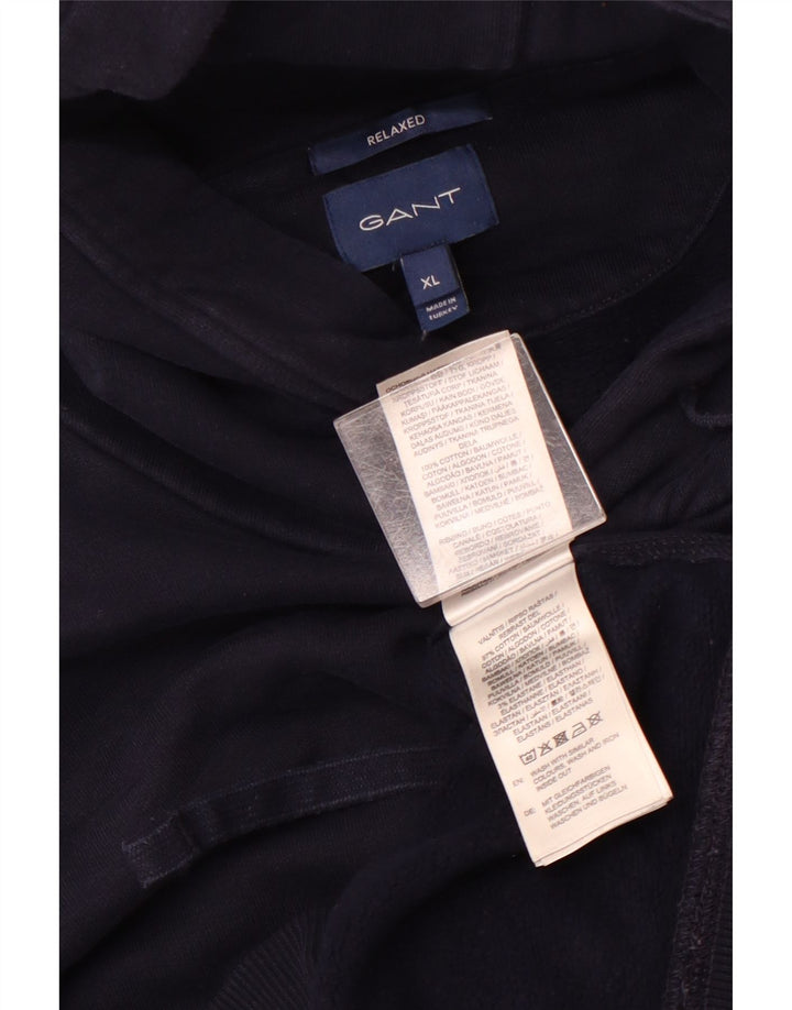 GANT Herre Relaxed Fit Hoodie Jumper XL Marineblå Bomuld