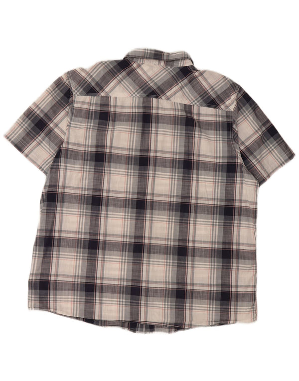 WEIRD FISH Kortærmet herreskjorte 2XL marineblå ternet bomuld