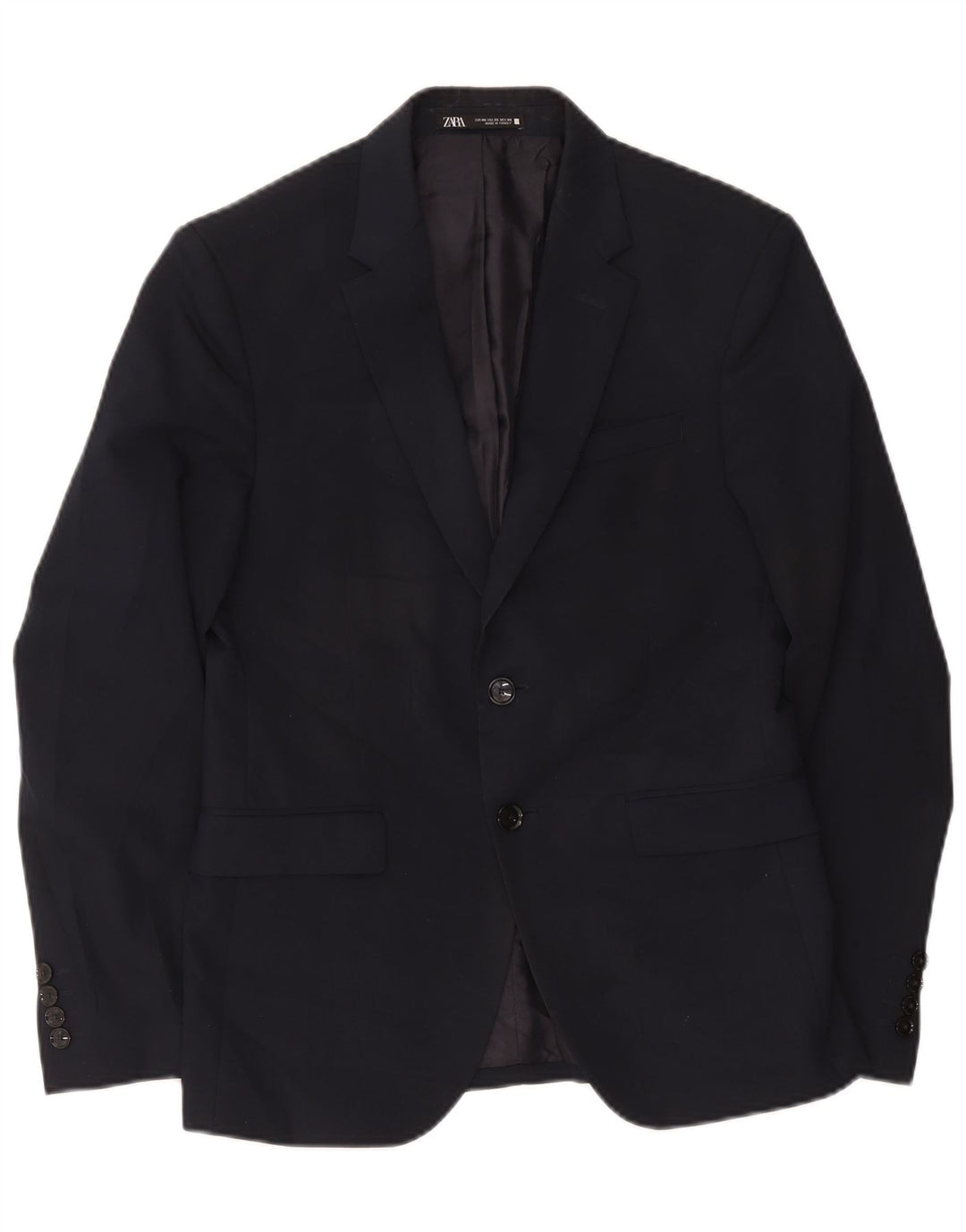 Zara Herre 2-knaps blazerjakke EU 46 Lille marineblå polyester