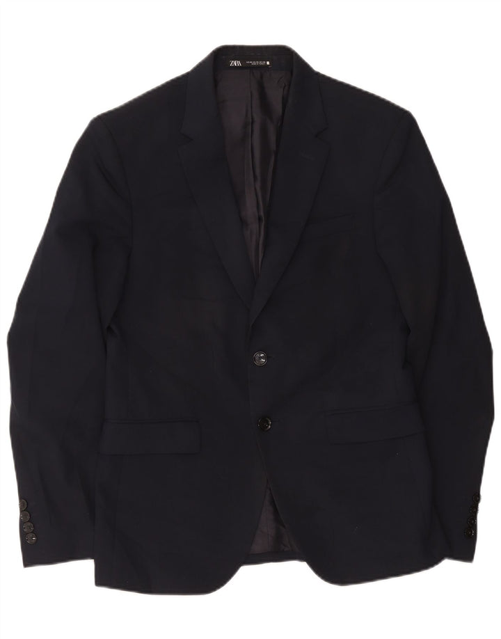 Zara Herre 2-knaps blazerjakke EU 46 Lille marineblå polyester