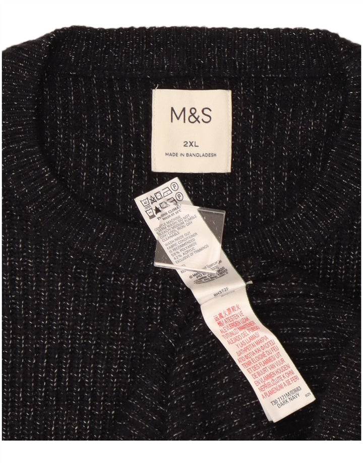 Marks & Spencer Herre sweater med rund hals 2XL Navy Blue Flecked