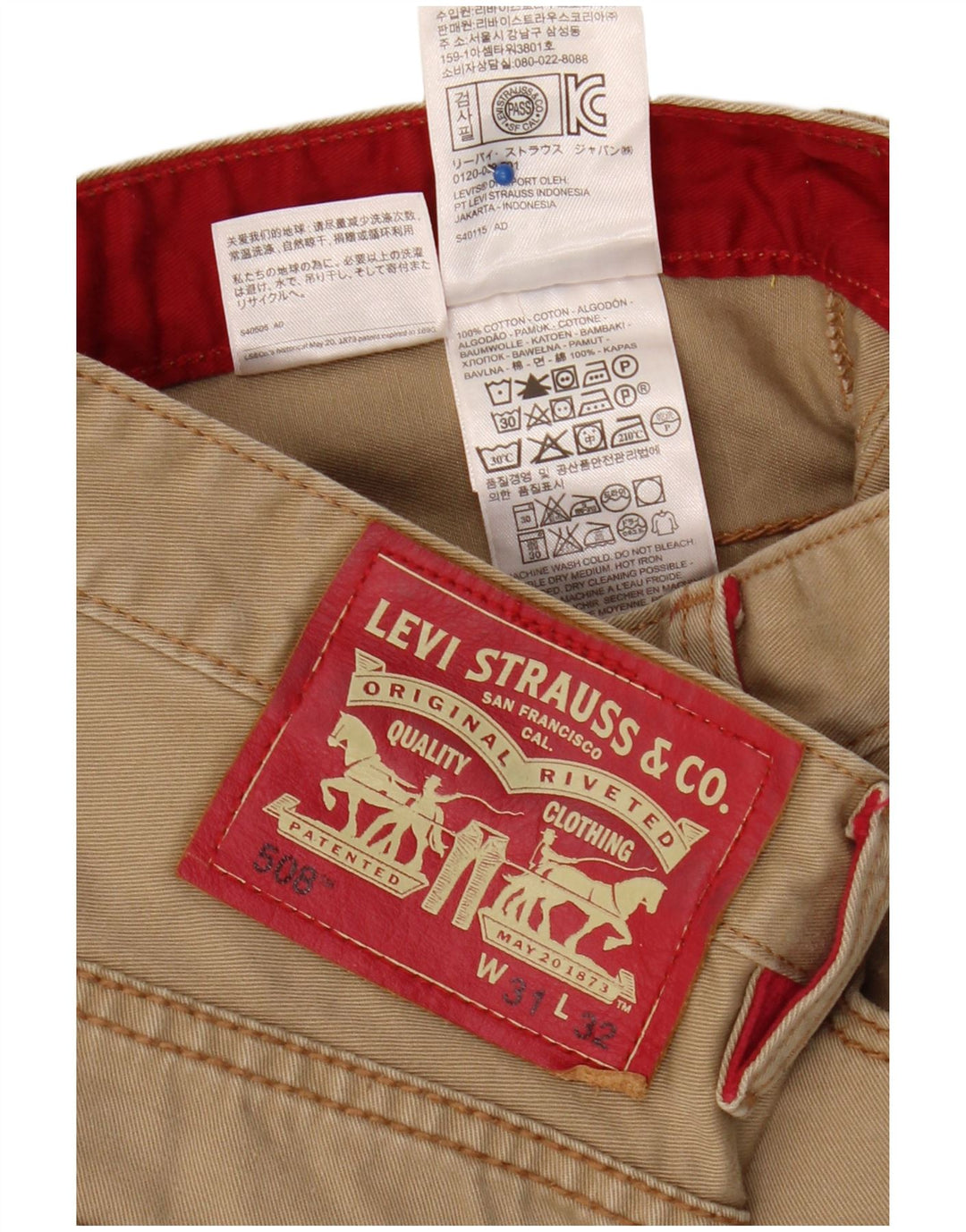 Levi's Herre 508 Regular Tapered Jeans W31 L32 Beige Bomuld