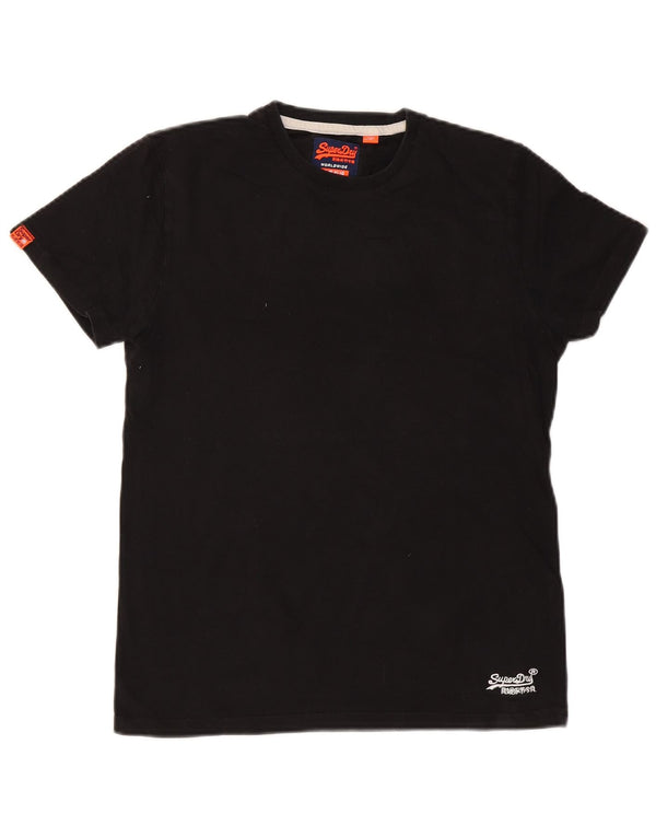 SUPERDRY Herre T-Shirt Top Medium Sort Bomuld