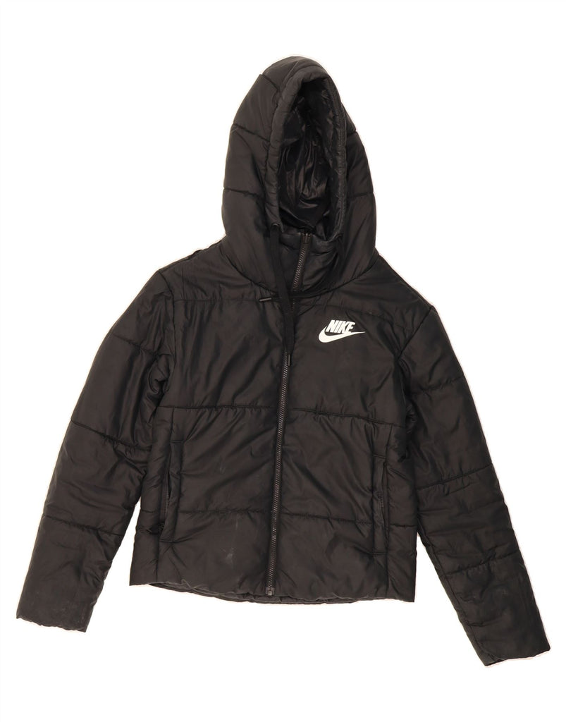 NIKE Womens Hooded Reversible Padded Jacket UK 6 XS Black Polyester Vintage Nike and Second-Hand Nike from Messina Hembry 