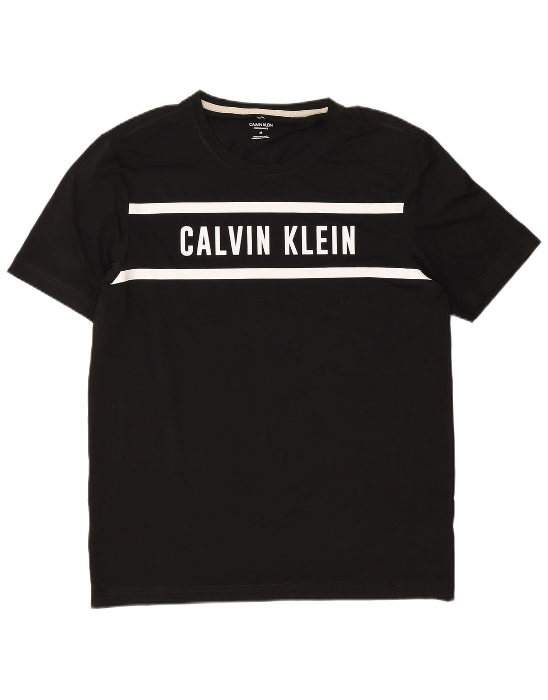 Calvin Klein Herre grafisk T-shirt Top Medium Sort Colourblock Polyester