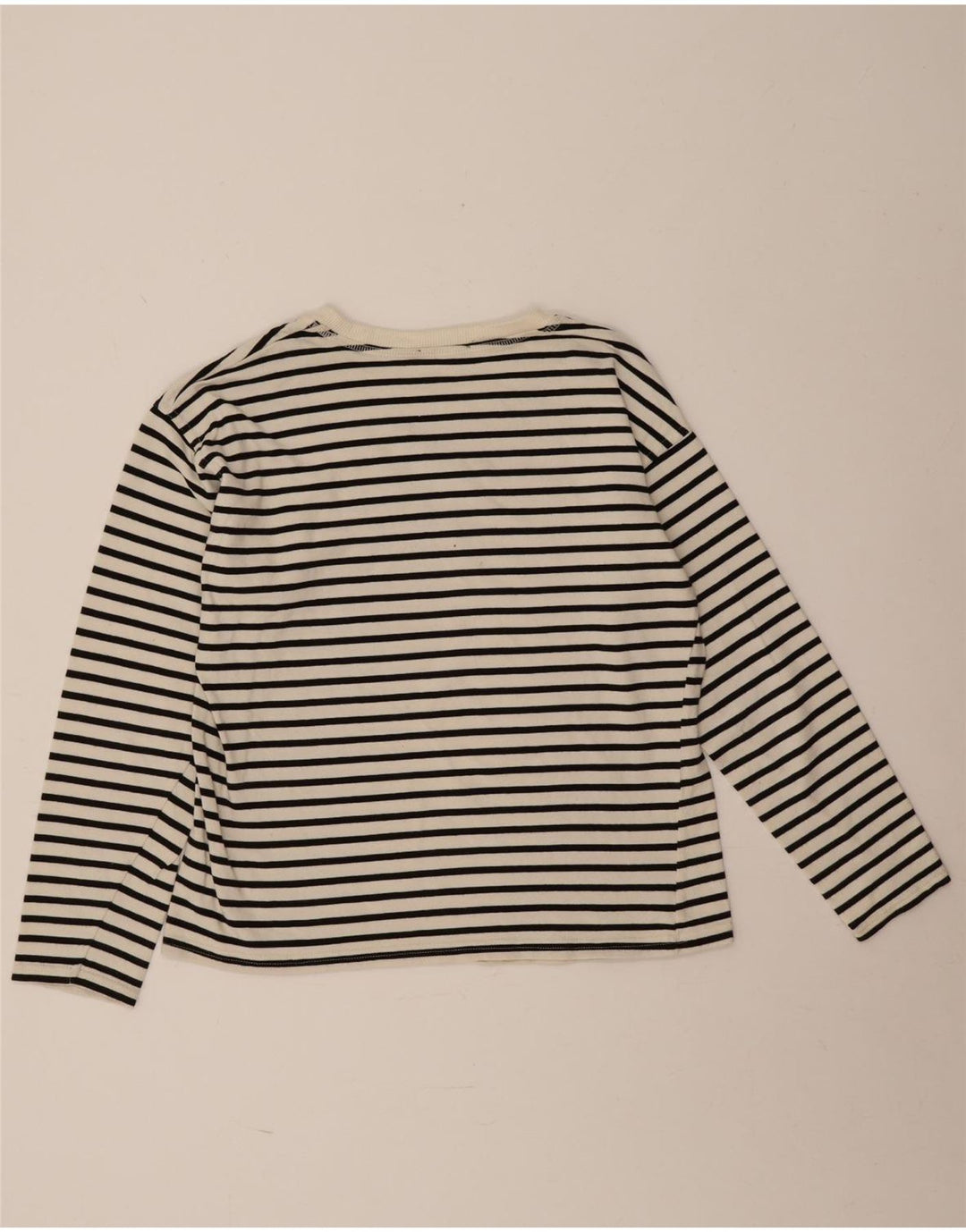 Zara Dame Top Langærmet UK 14 Medium Sort Stribet