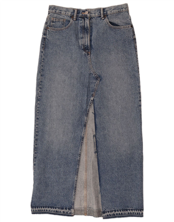Zara Dame Maxi Denim Nederdel Medium W28 Blå Bomuld
