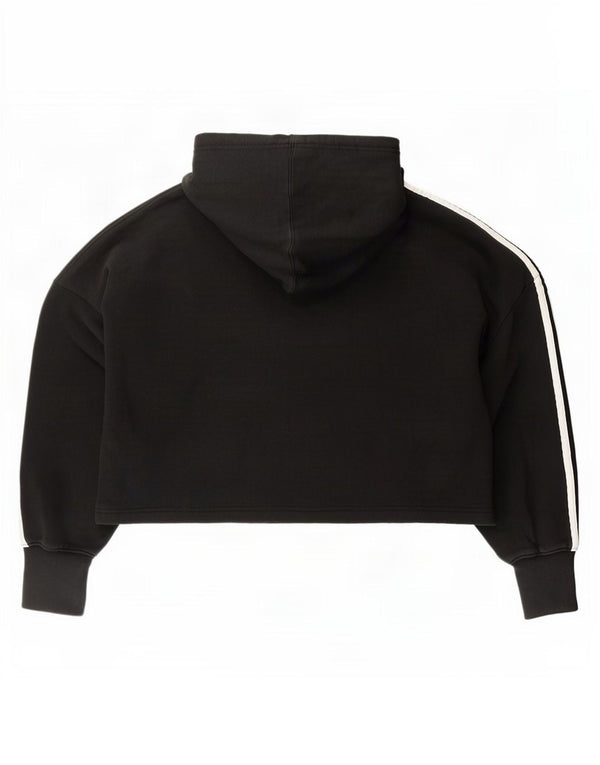 Adidas Womens Crop Oversized Hoodie Jumper UK 8 Small Black Bomuld