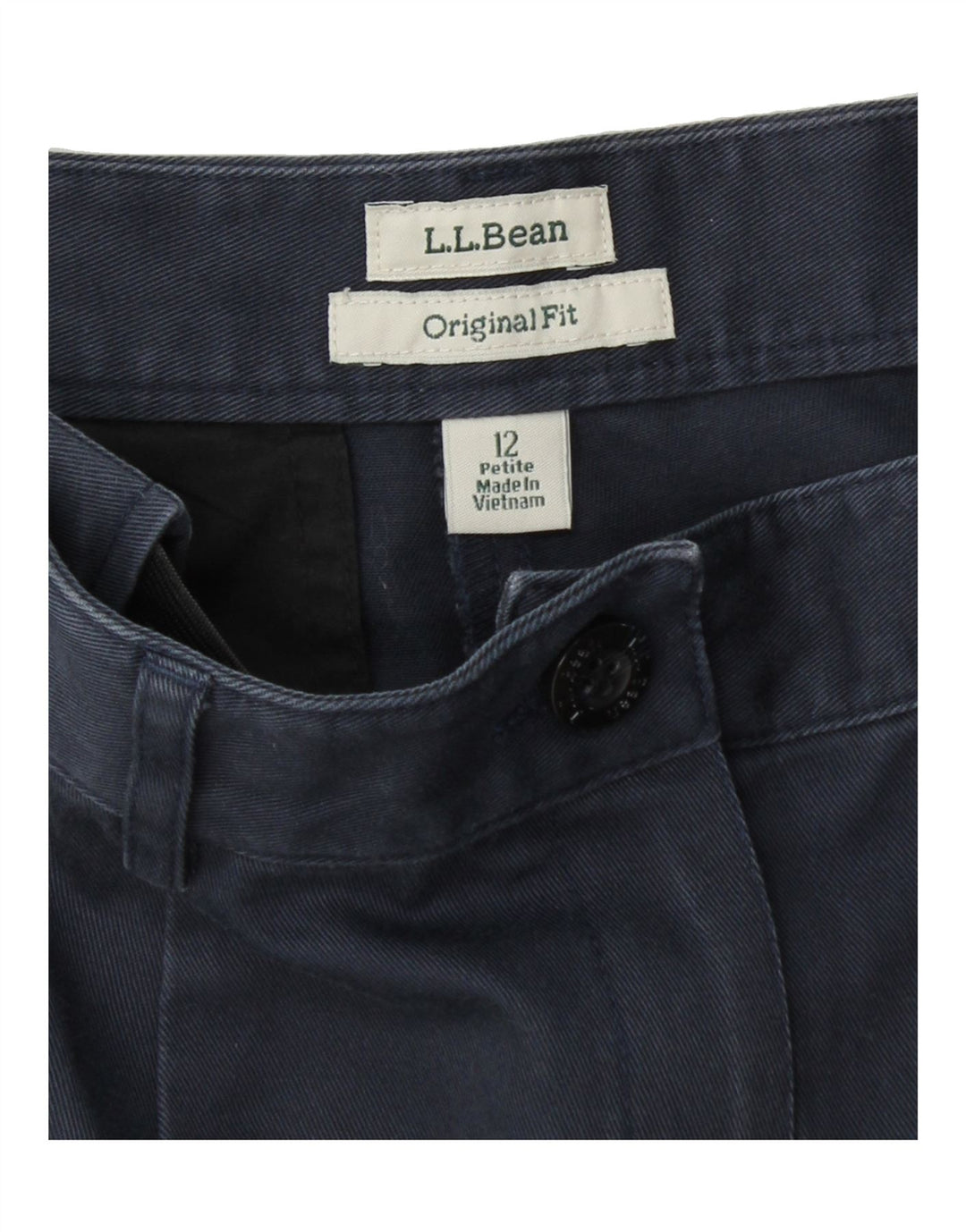 L.L.BEAN Womens Original Fit Bermuda Shorts US 12 Large W30  Navy Blue Vintage L.L.Bean and Second-Hand L.L.Bean from Messina Hembry 