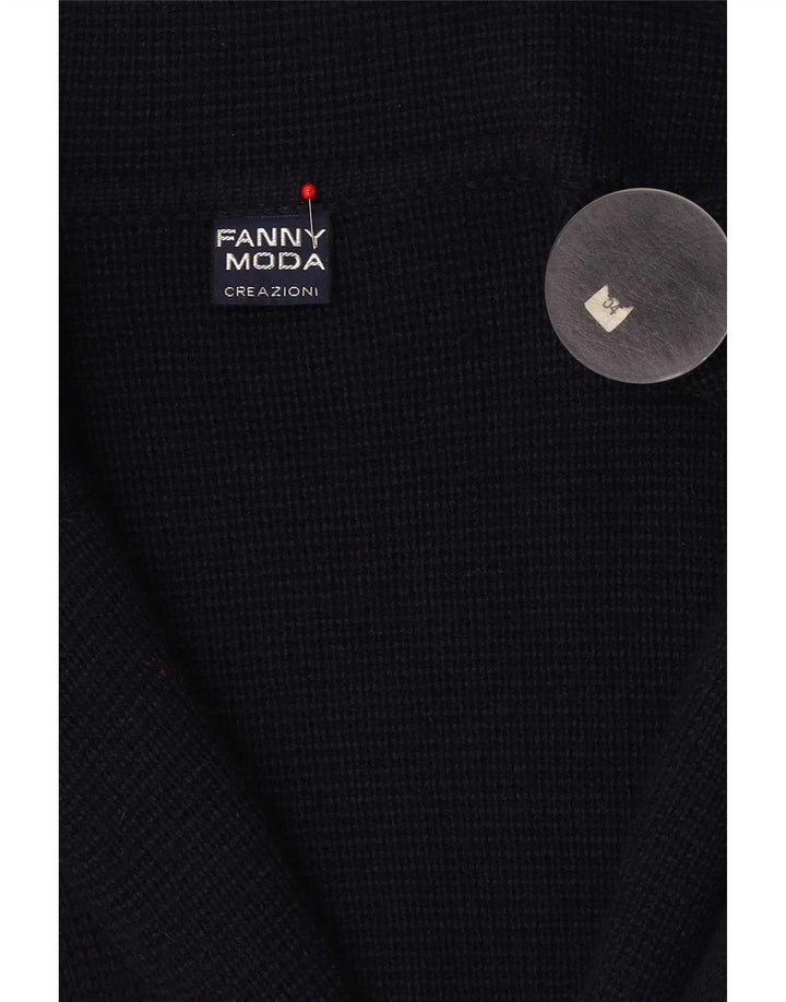 Fanny Moda Dame Dobbeltradet Cardigan Sweater IT 54 3XL Navy Blue