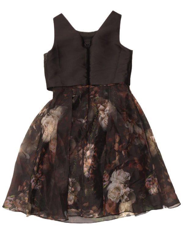 Coast Womens Sleeveless A-Line Dress UK 12 Medium Black Floral Polyester