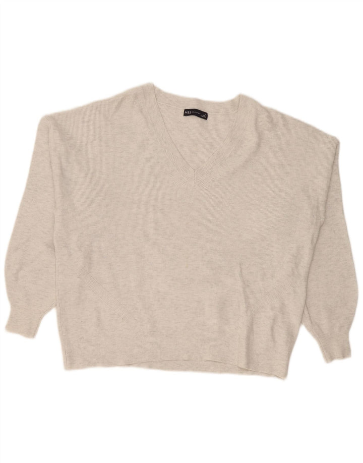Marks & Spencer Dame Oversized V-hals sweater UK 18 XL Grå