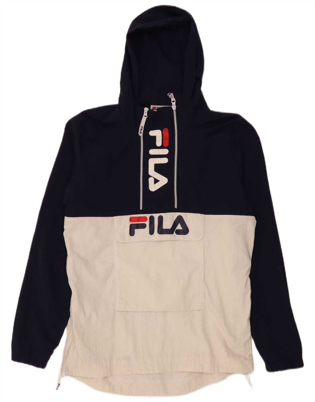 Fila Herre Hættetrøje Regnjakke UK 36 Small Navy Blue Colourblock