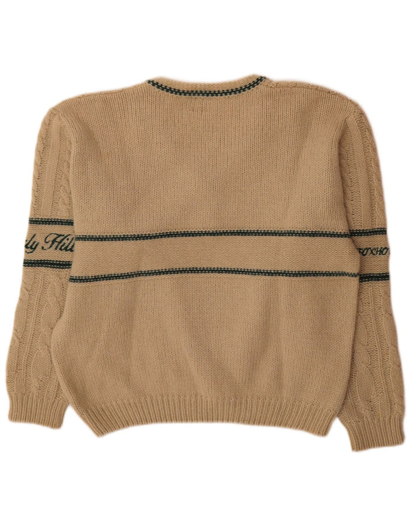 Foxhound Herre grafisk V-hals sweater stor beige stribet uld