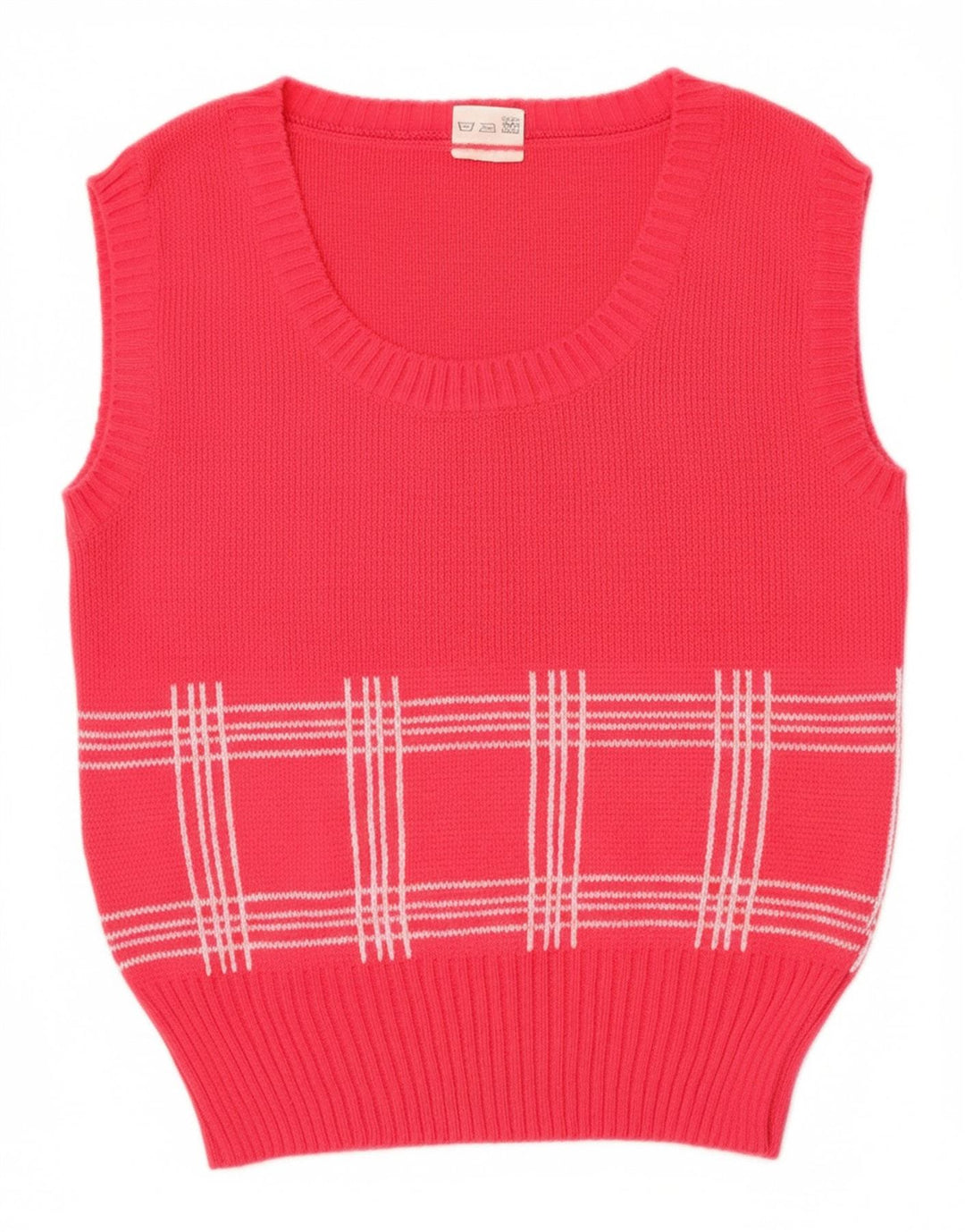 VINTAGE Womens Vest Tank Top IT 44 Medium Pink Check Polyester