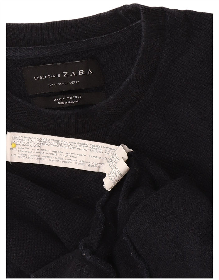 Zara Herre Sweatshirt Jumper Stor Marineblå Bomuld