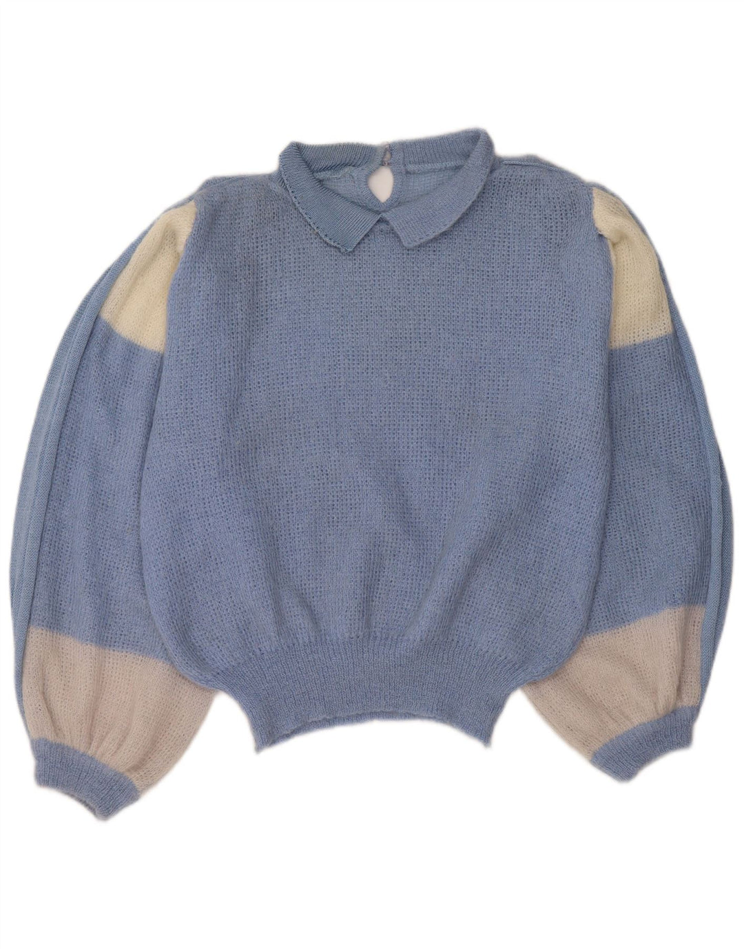 Vintage Dame Polo Neck sweater IT 44 Medium Blue Colourblock