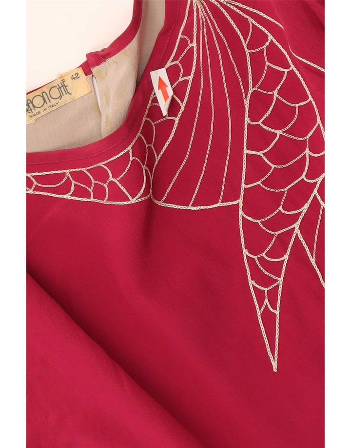 Vintage langærmet tunikakjole til kvinder IT 42 Medium Pink Colourblock