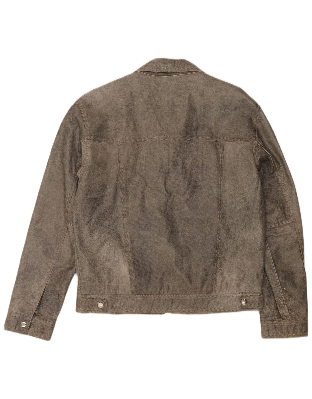Vintage Herre Læder Bomber Jacket UK 38 Medium Grey