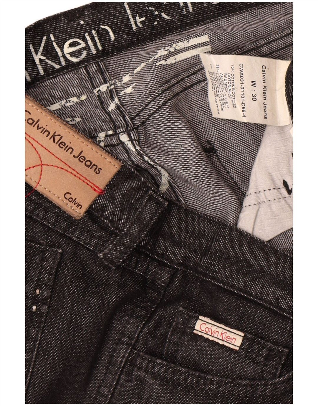 Calvin Klein Dame Straight Jeans W30 L28 Sort Bomuld