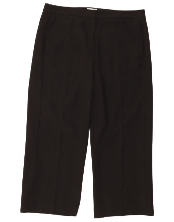 JIGSAW Womens Straight Cropped Trousers UK 14 Large W34 L25 Black