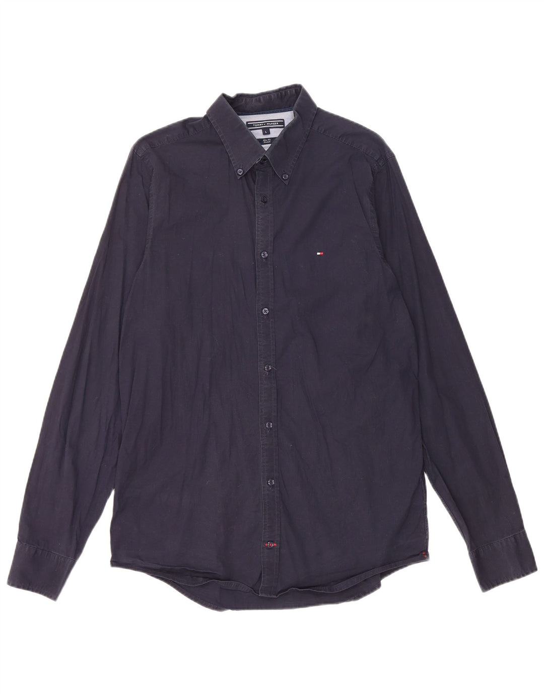 Tommy Hilfiger Herre Slim Fit skjorte Stor marineblå bomuld