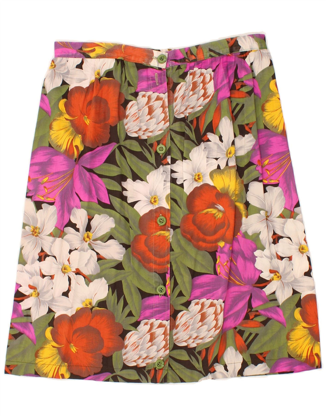 VINTAGE Womens Midi Skirt W32 Large Multicoloured Floral Vintage Vintage and Second-Hand Vintage from Messina Hembry 