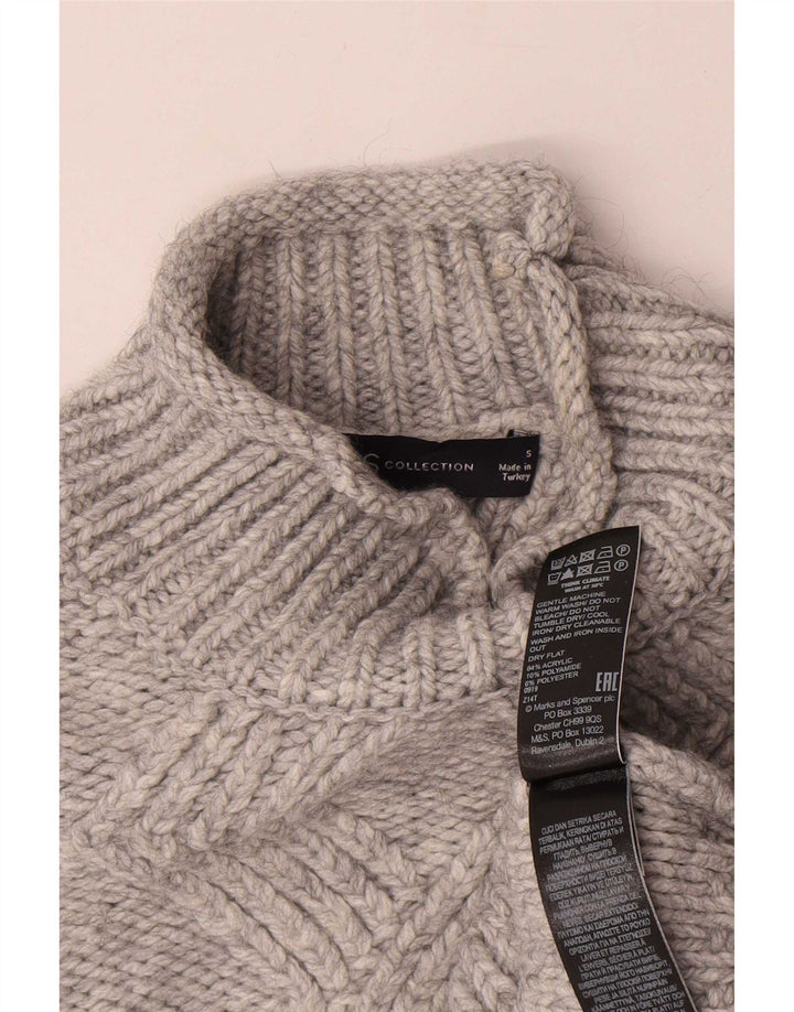 Marks & Spencer Dame Turtle Neck Jumper Sweater UK 10 Small Grey