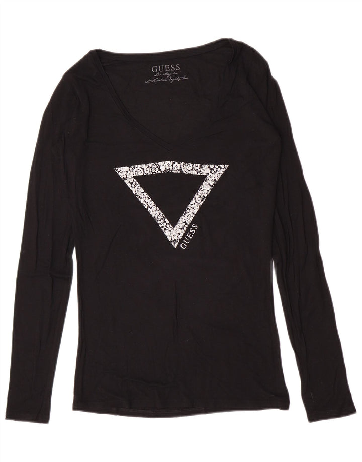 Guess Grafisk Top Langærmet UK 12 Medium Sort