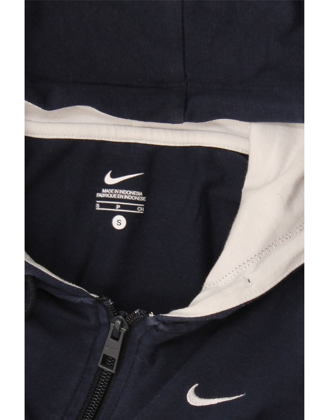 Nike hættetrøje til kvinder med lynlås UK 10 Small Navy Blue Colourblock