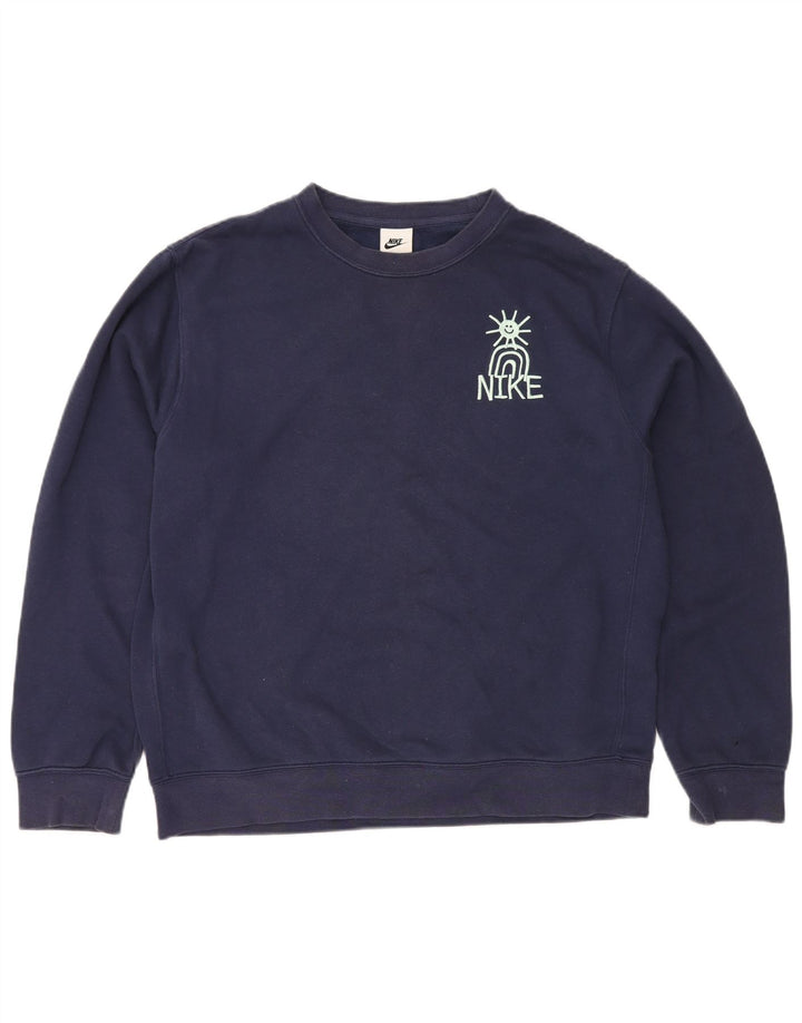 Nike grafisk sweatshirt til mænd Medium marineblå bomuld