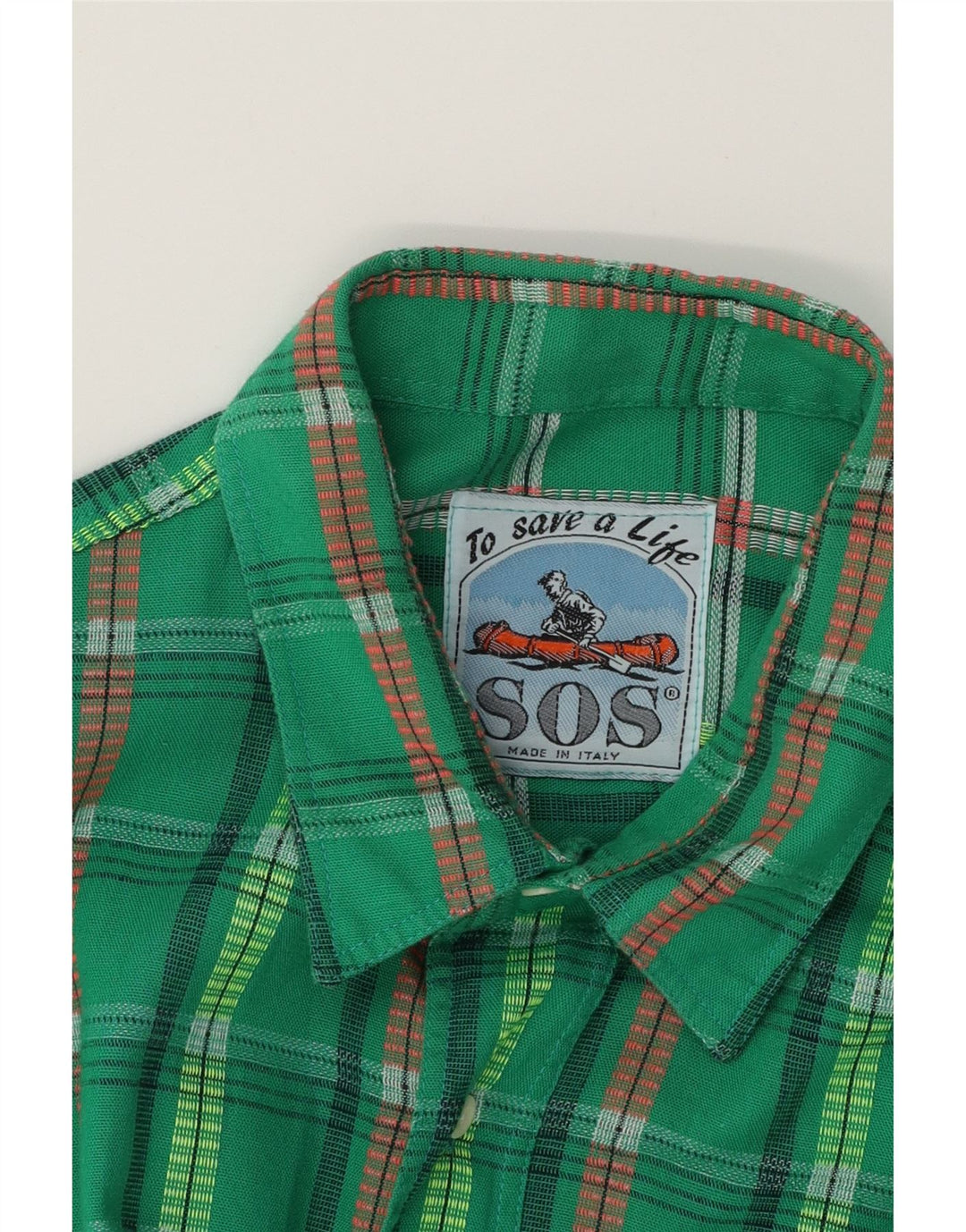 SOS Mens Shirt Large Green Check Vintage Sos and Second-Hand Sos from Messina Hembry 