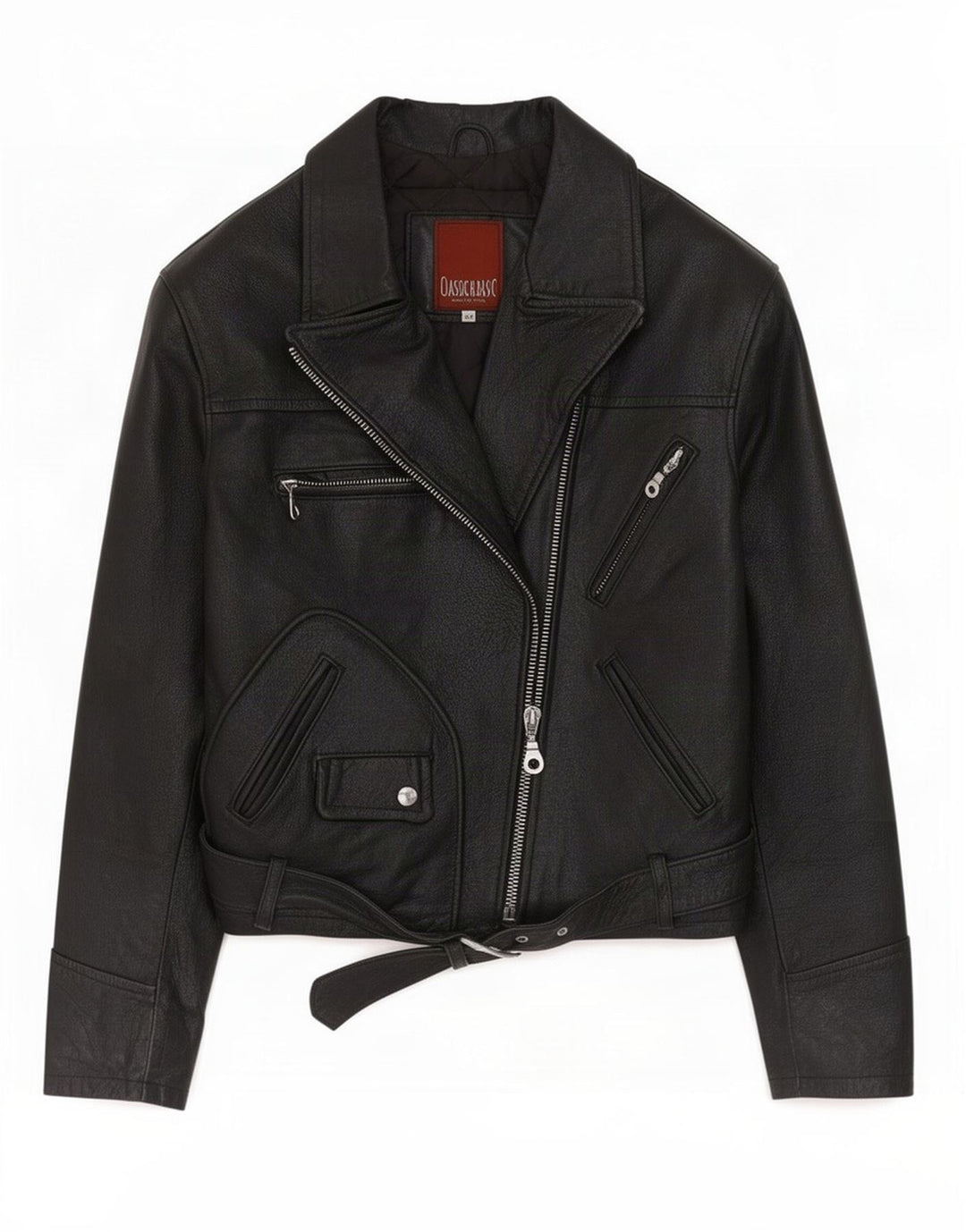 Vintage dame bikerjakke i læder IT 44 Medium Sort