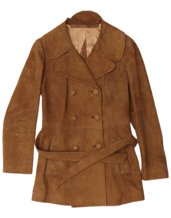 Vintage dame ruskind trenchcoat UK 12 medium brun